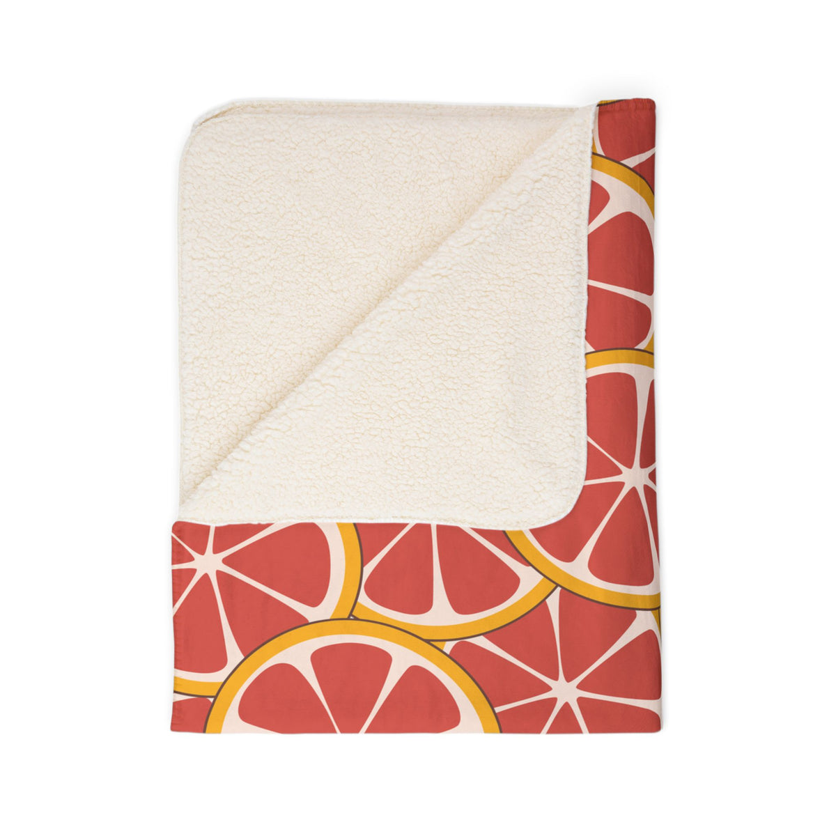 Vibrant Grapefruit Citrus Fleece Sherpa Blanket
