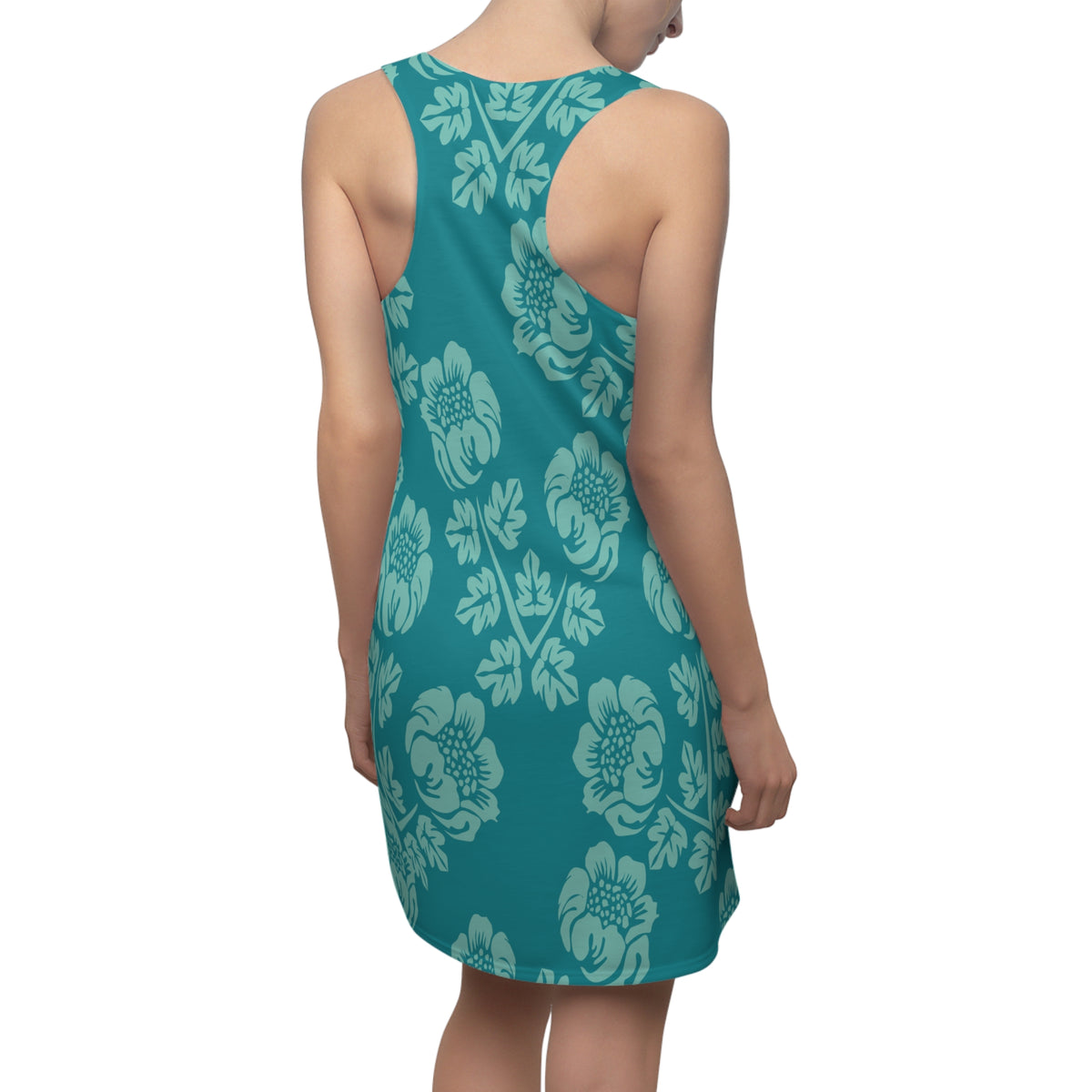 Teal Damask Floral Racerback Dress