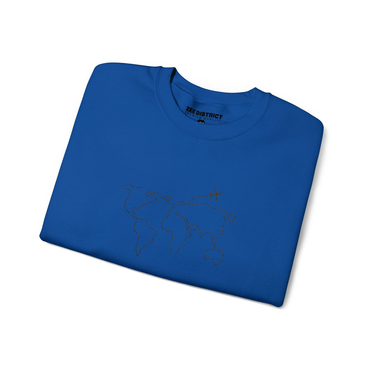 Travel Map Crewneck Sweatshirt — Minimal World Map with Airplane
