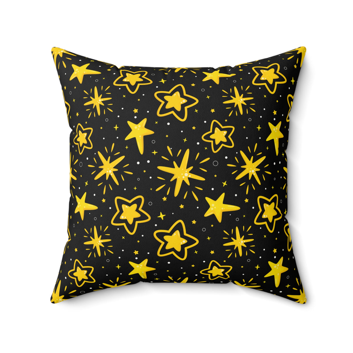 Doodle Starry Night Faux Suede Square Pillow | Celestial Minimalist Accent Cushion