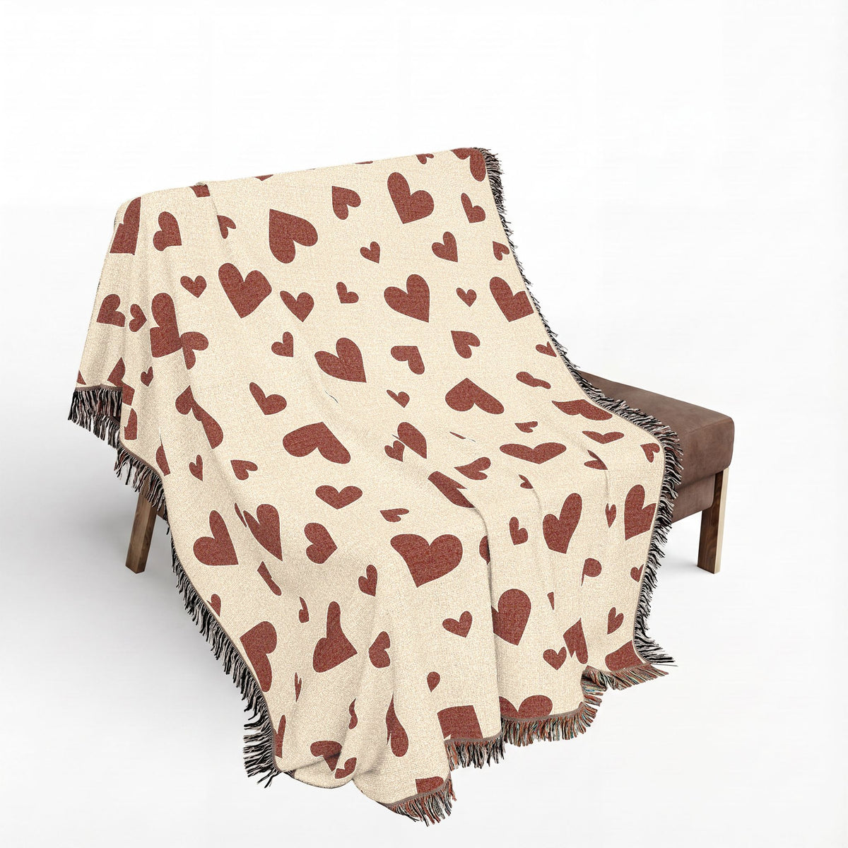 Romantic Scattered Hearts Woven Throw Blanket
