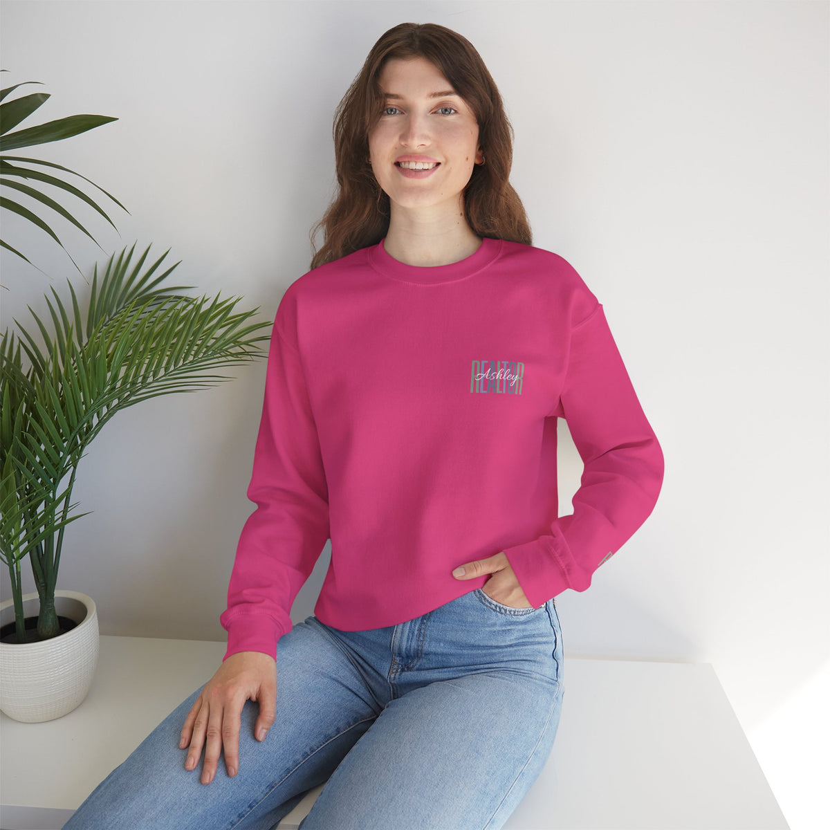 Personalized Realtor Retro Stacked Text Graphic Sweatshirt | Custom Name Real Estate Crewneck