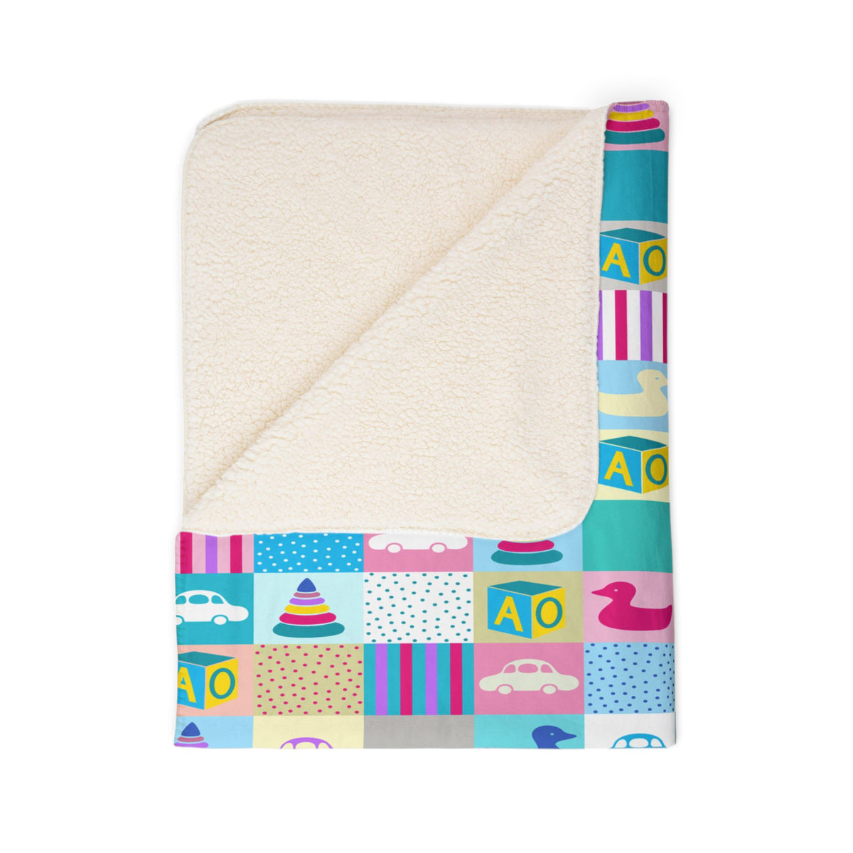 Colorful Patchwork Baby Fleece Sherpa Blanket