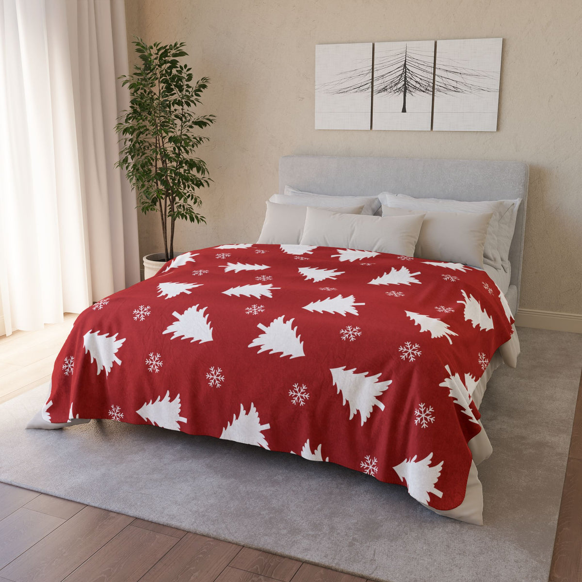 Romantic Red Hearts Fleece Sherpa Blanket