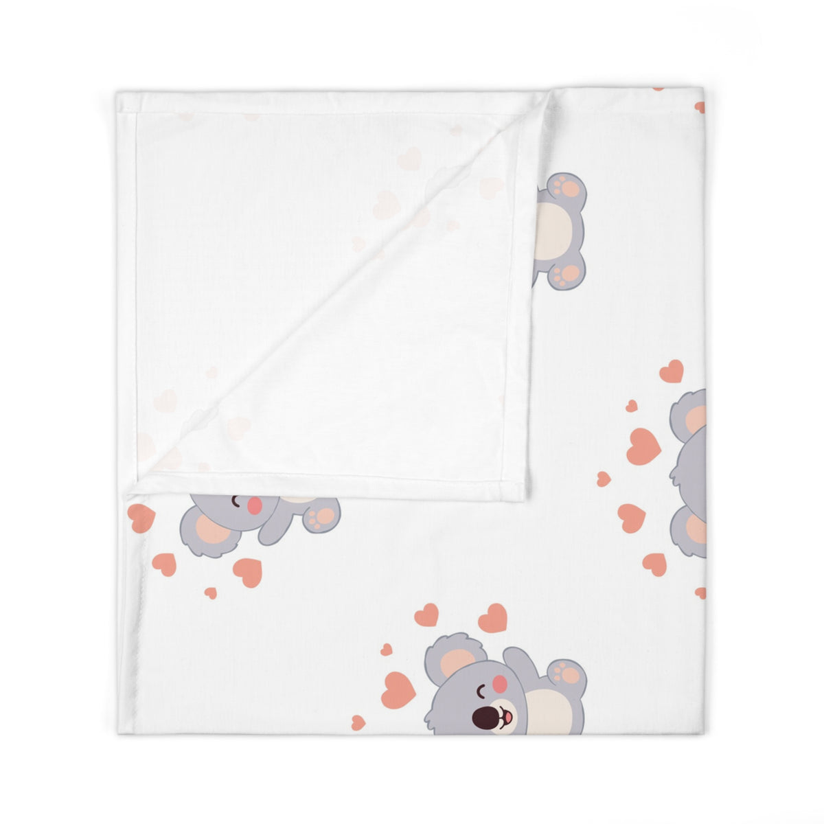 Cute Koala Bear Baby Swaddle Blanket – Soft Newborn Wrap with Pink Hearts