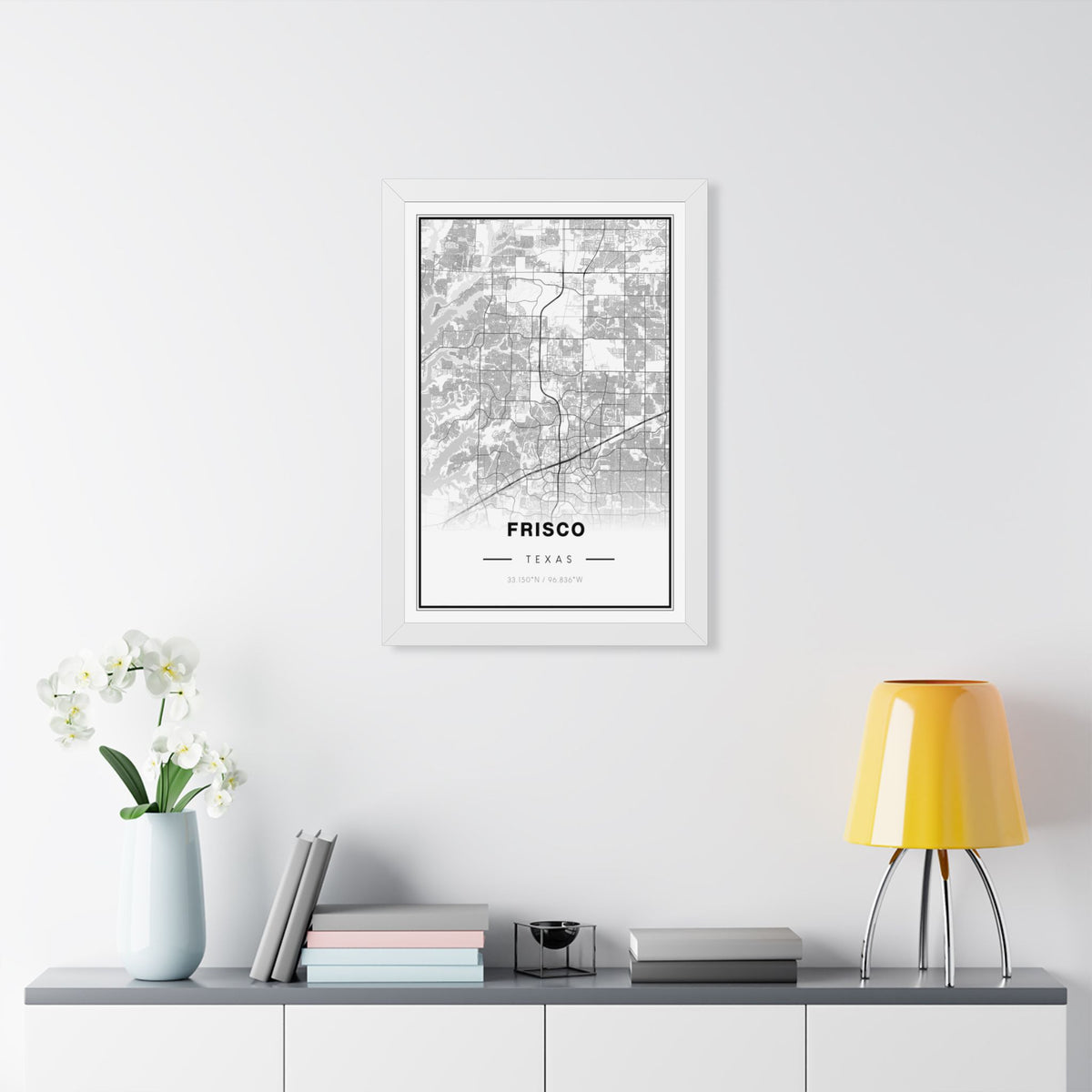 Frisco, TX Minimalist City Map Poster - Framed Wall Art