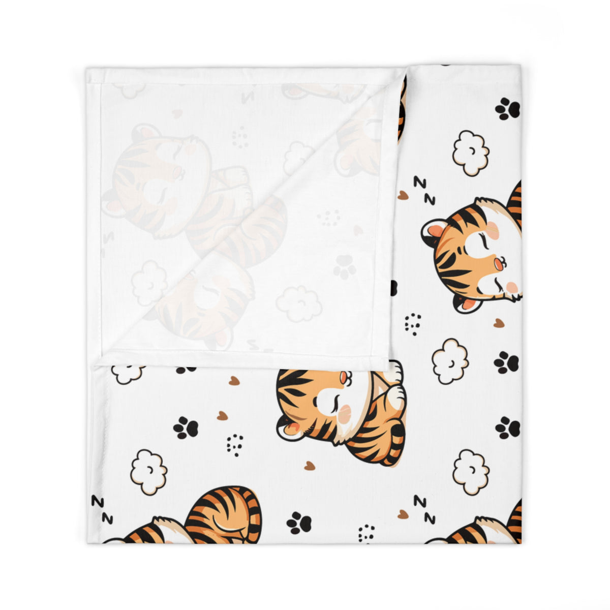 Sleeping Tiger Cub Baby Swaddle Blanket – Soft Jungle Paw Print Wrap