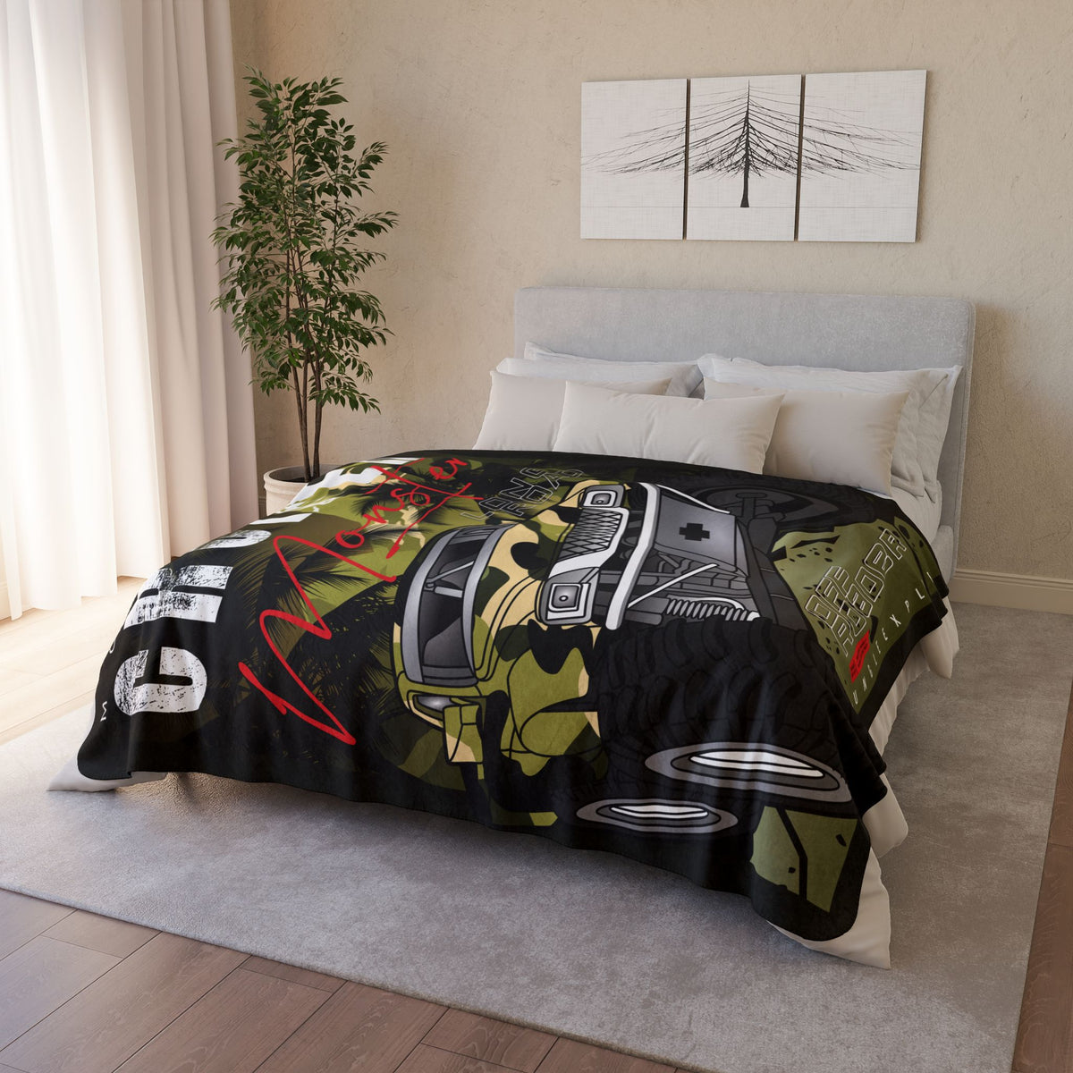 Mountain Cruiser Monster Truck Fleece Sherpa Blanket