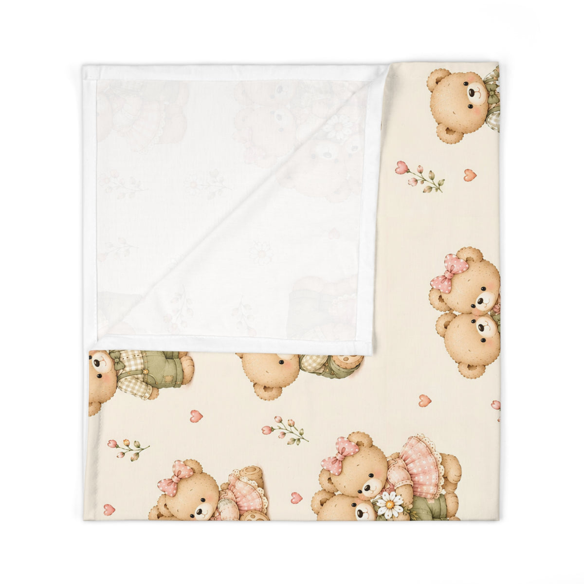 Vintage Teddy Bear Couple Baby Swaddle Blanket – Soft Newborn Wrap