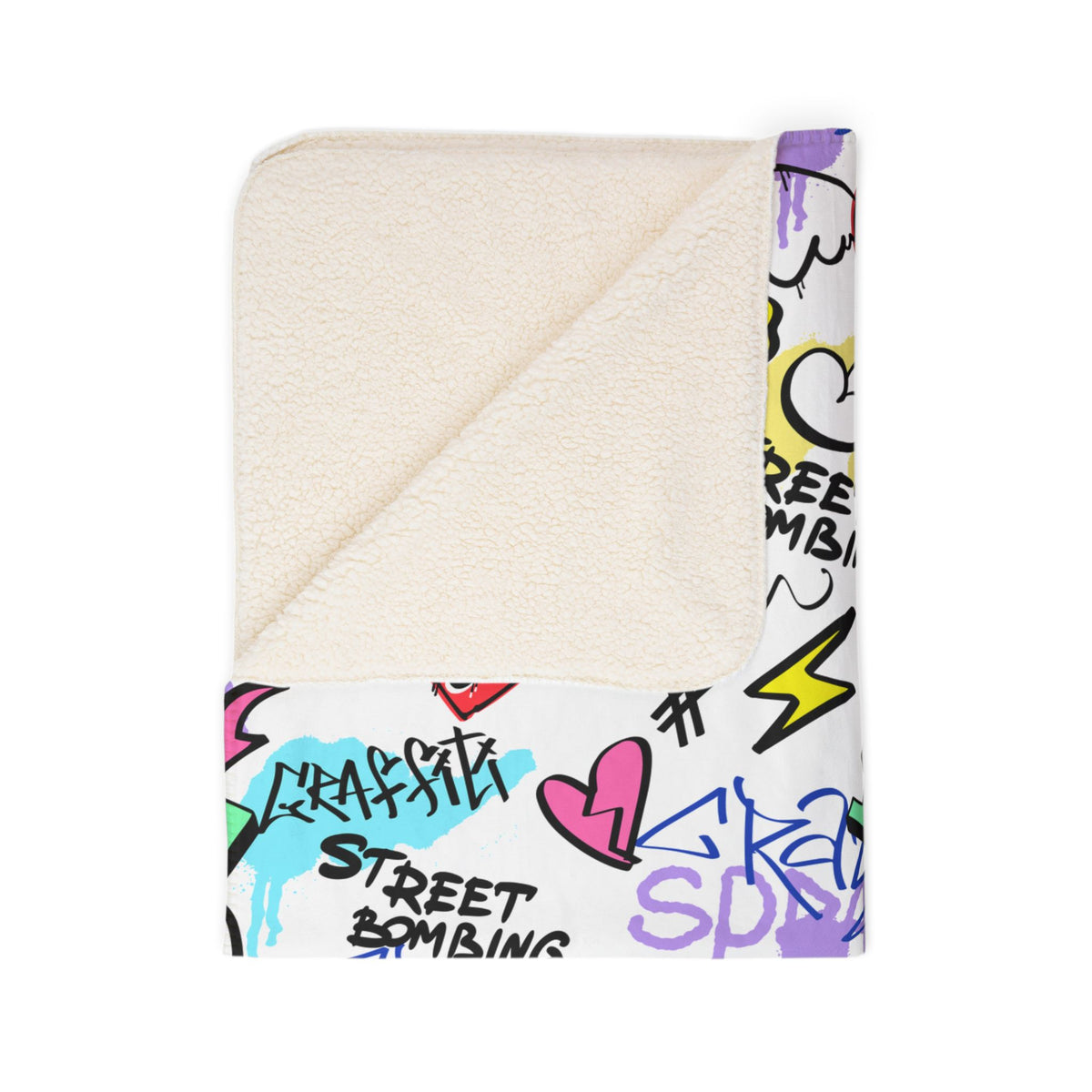 Urban Graffiti Street Art Fleece Sherpa Blanket