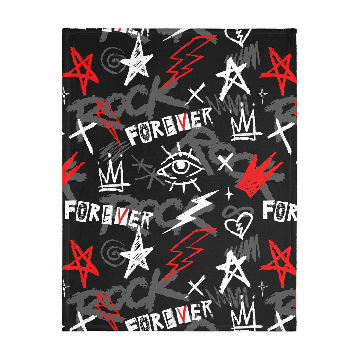 Forever Punk Microfiber Throw Blanket - Black Red Graffiti (Two-sided print)