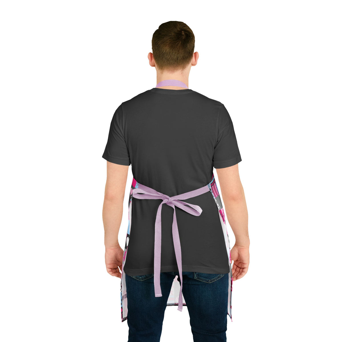 Edgy Punk Pink & Black Patchwork All-Over Print Apron | Alt Aesthetic Gift
