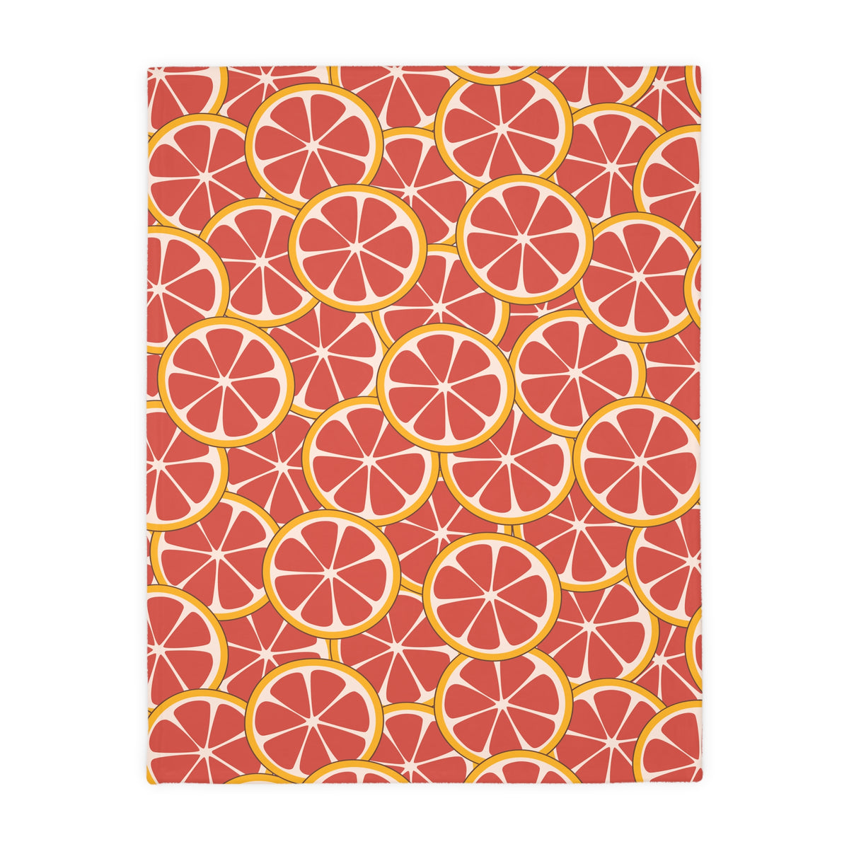 Sweet Citrus Serenade: Pink Grapefruit Velveteen Throw Blanket (Two-sided print)