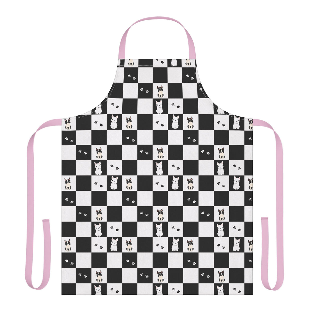 French Bulldog & Boston Terrier Checkerboard All-Over Print Apron | Dog Lover Gift