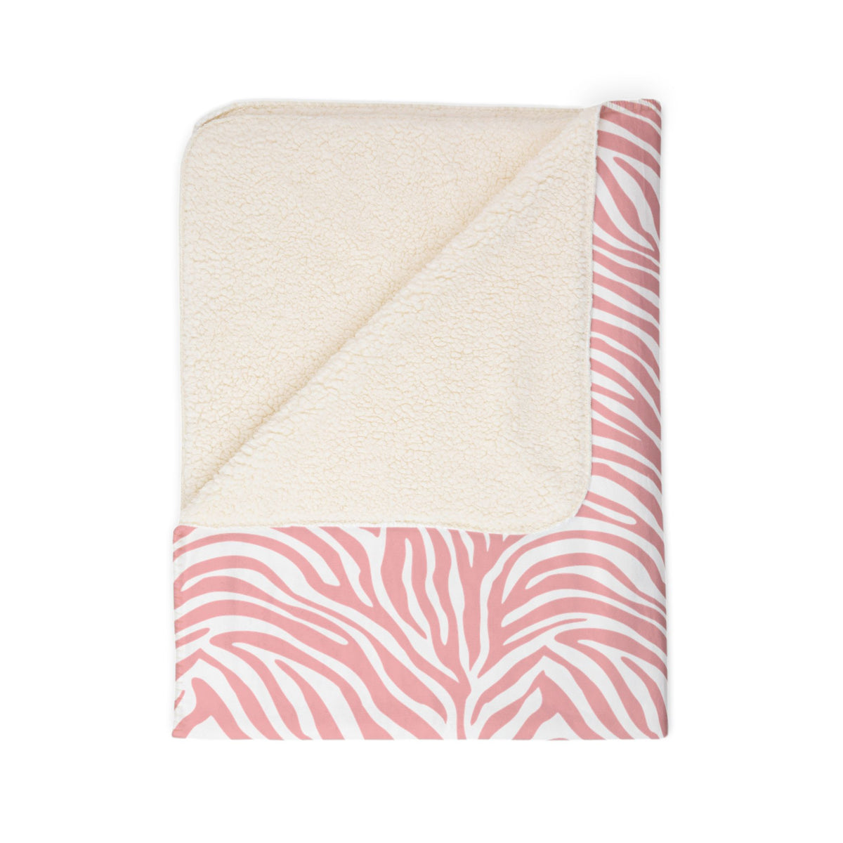 Blush Zebra Print Fleece Sherpa Blanket