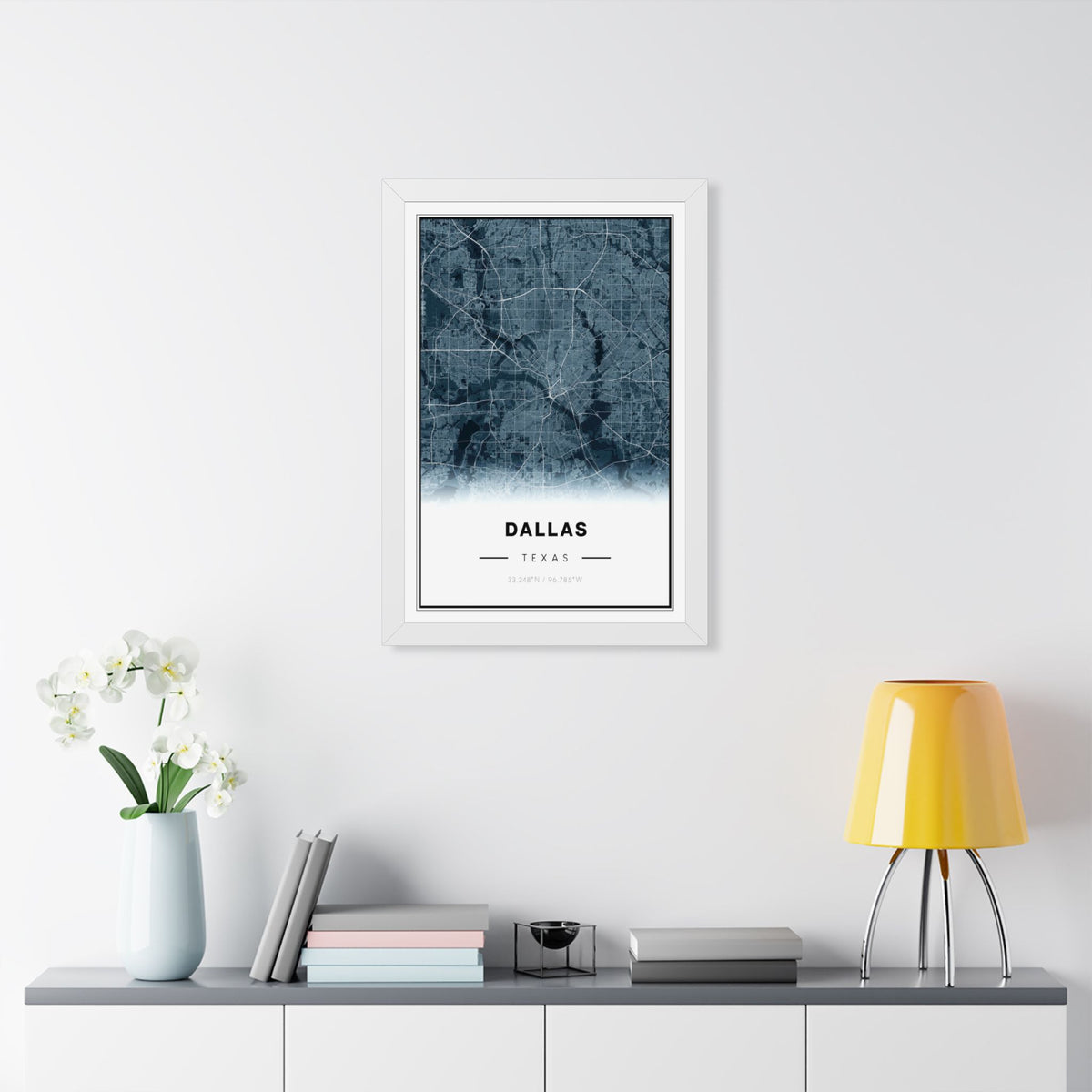 Dallas City Map Framed Poster - Modern Blue Map Print