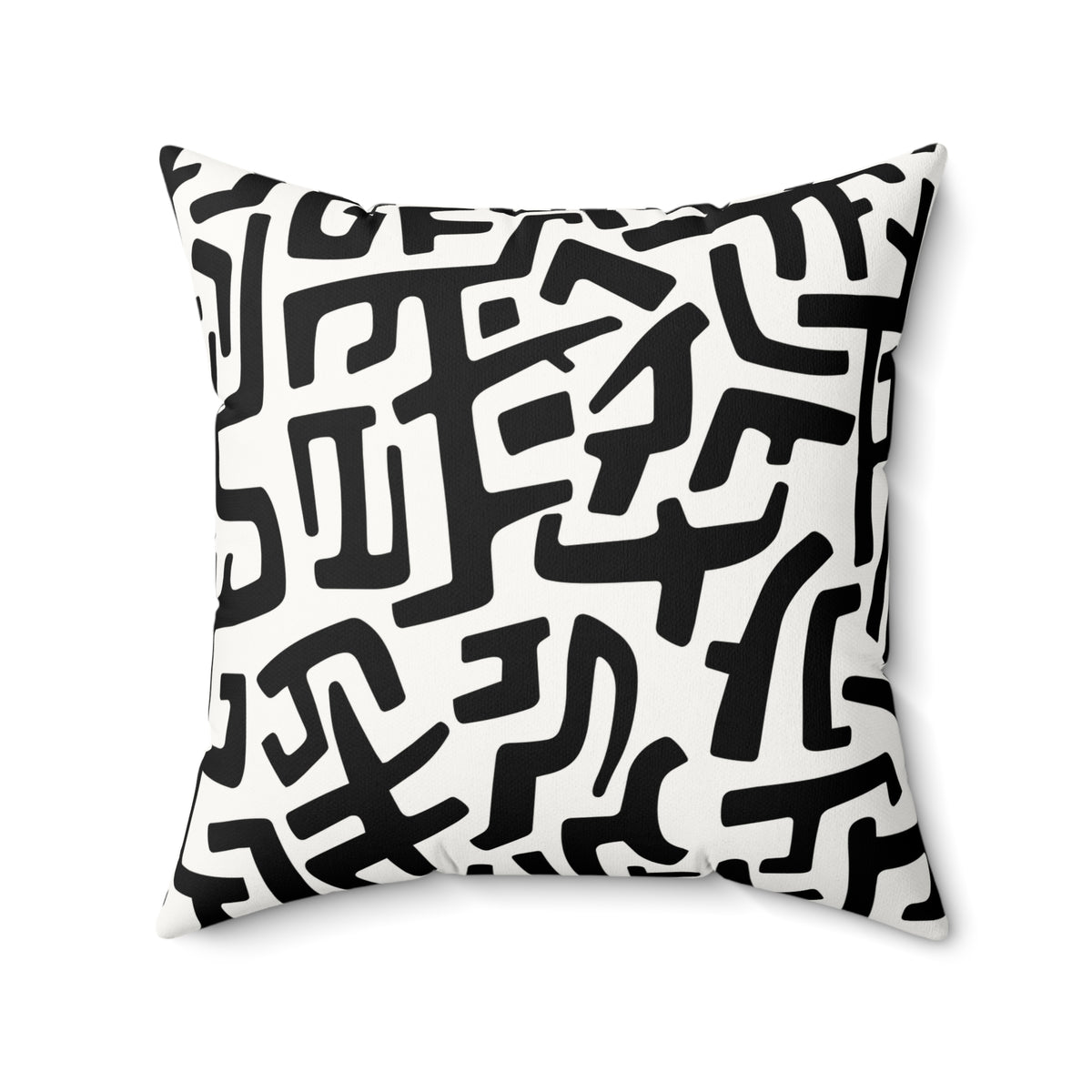 Abstract Black & White Line Art Faux Suede Square Pillow | Minimalist Modern Accent Cushion