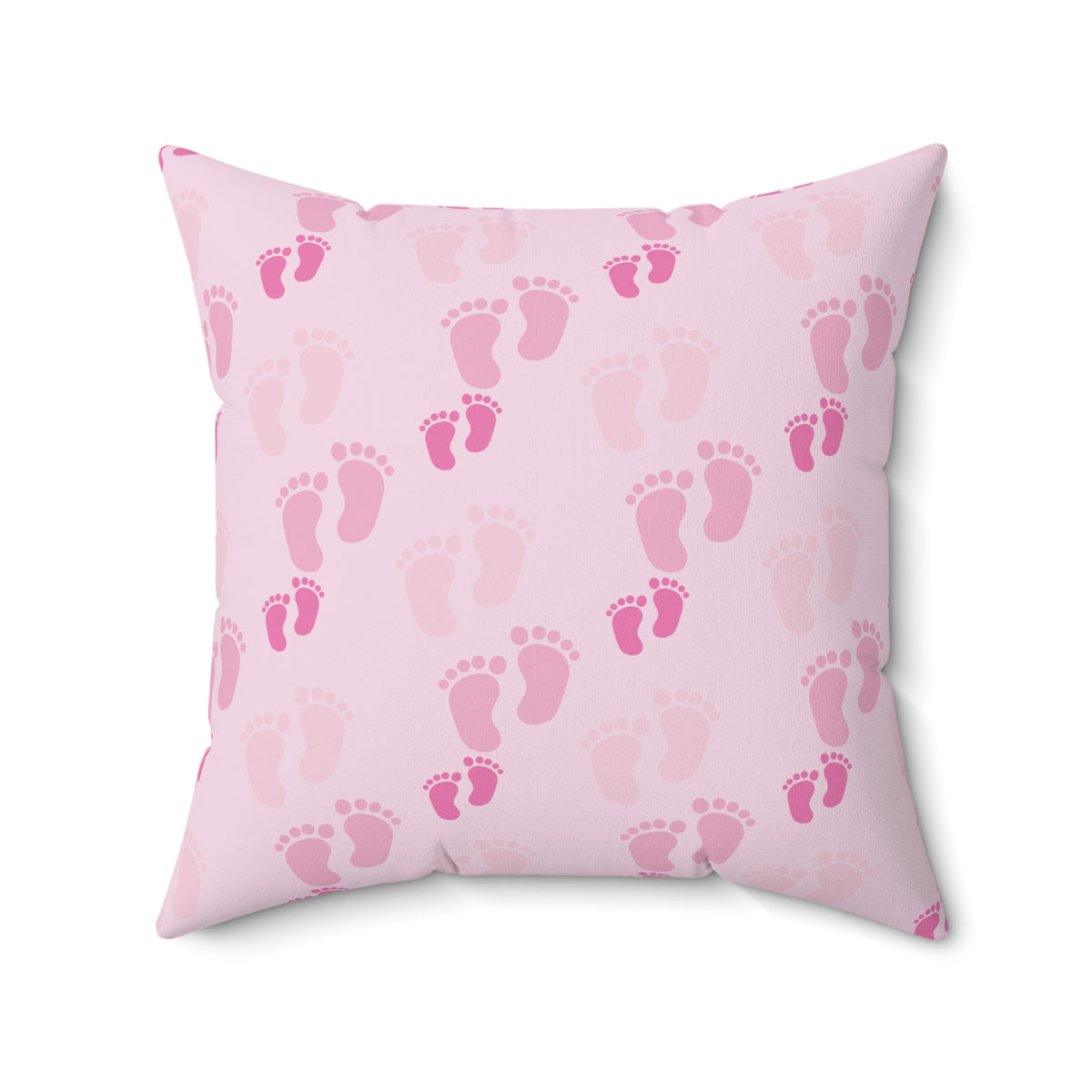 Sweet Baby Footprints Faux Suede Square Pillow | Whimsical Nursery Accent Cushion