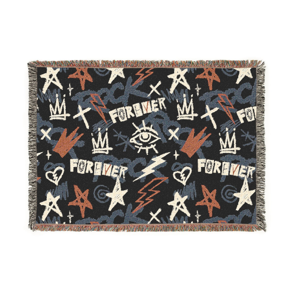 Rock Forever Grunge Graffiti Woven Blanket