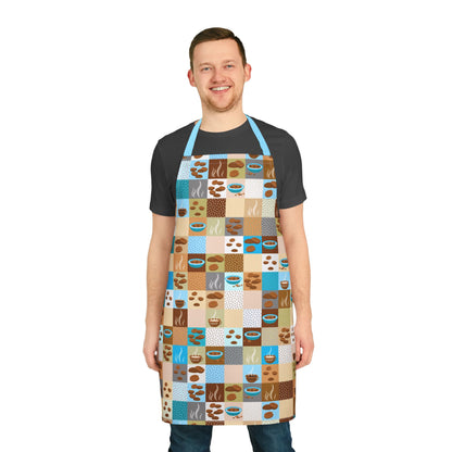 Retro Coffee Lover's Patchwork All-Over Print Apron | Barista & Café Gift