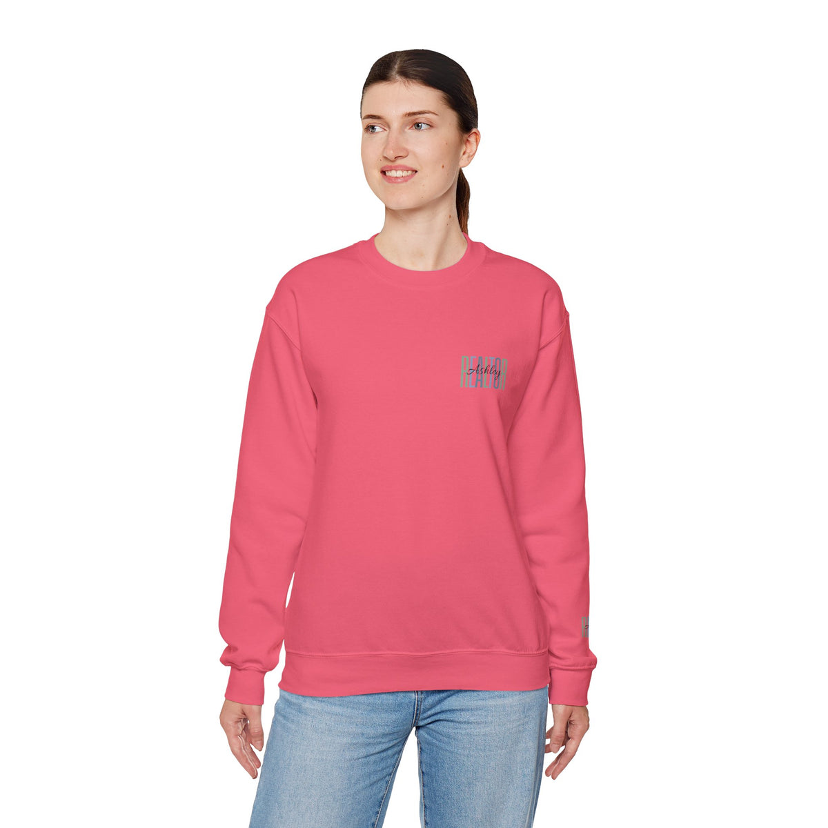 Personalized Realtor Retro Stacked Text Graphic Sweatshirt | Custom Name Real Estate Crewneck
