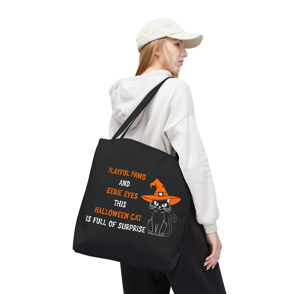 Halloween Cat Tote Bag — "Playful Paws and Eerie Eyes" Trick-or-Treat Reusable Shopper