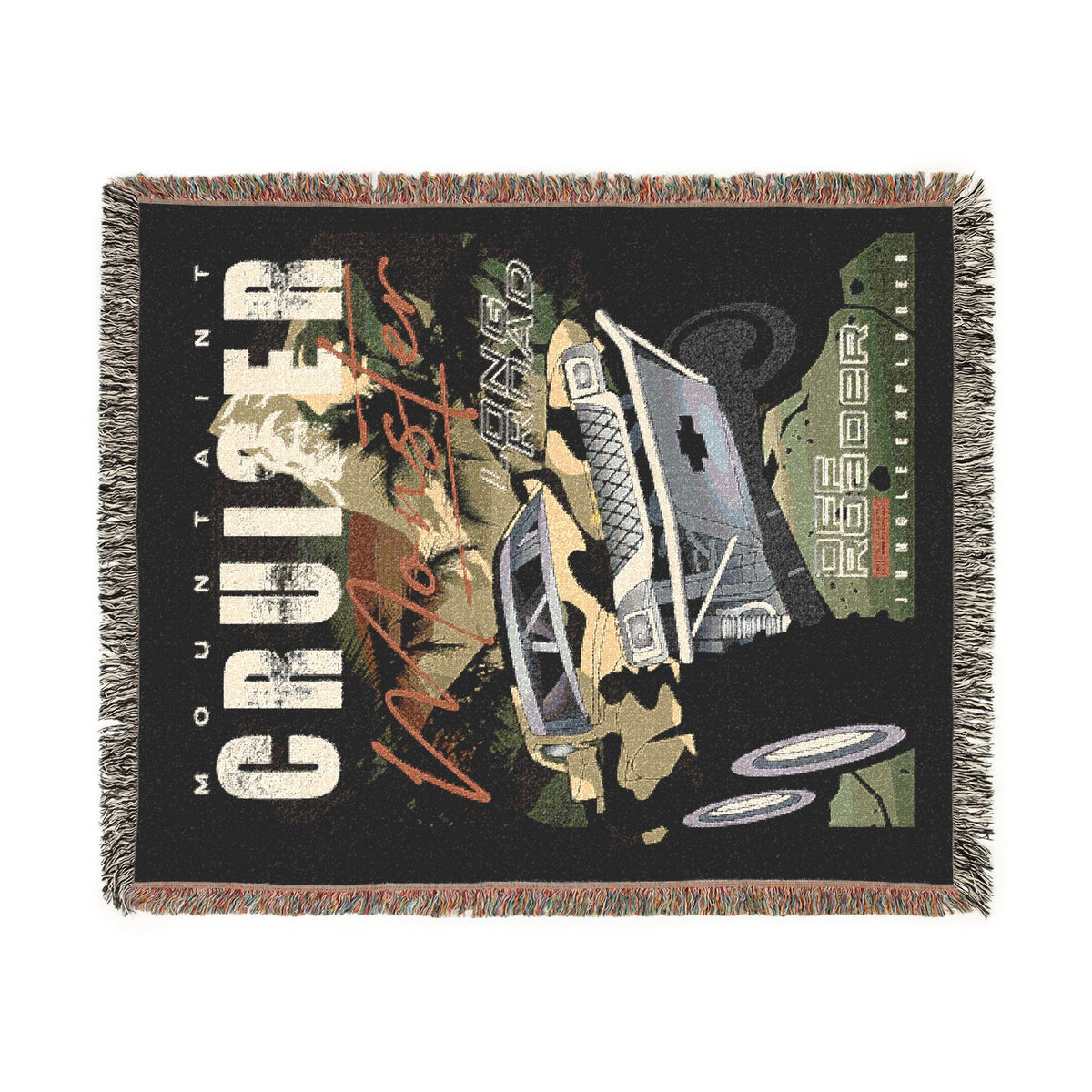 Mountain Cruiser Monster Truck Cotton Woven Throw Blanket