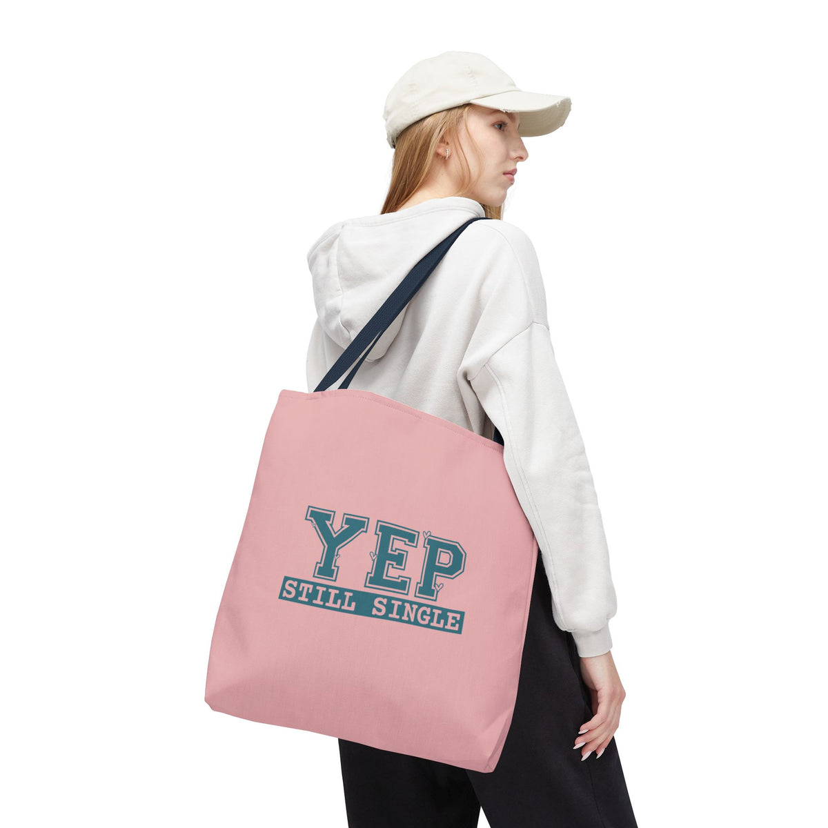 "Yep Still Single" Sarcastic Varsity Font Polyester Tote Bag