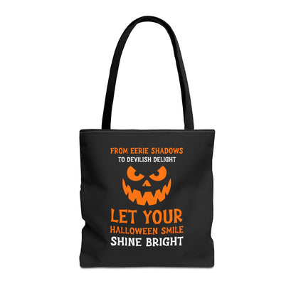 Halloween Pumpkin Tote Bag — "Let Your Halloween Smile Shine Bright"