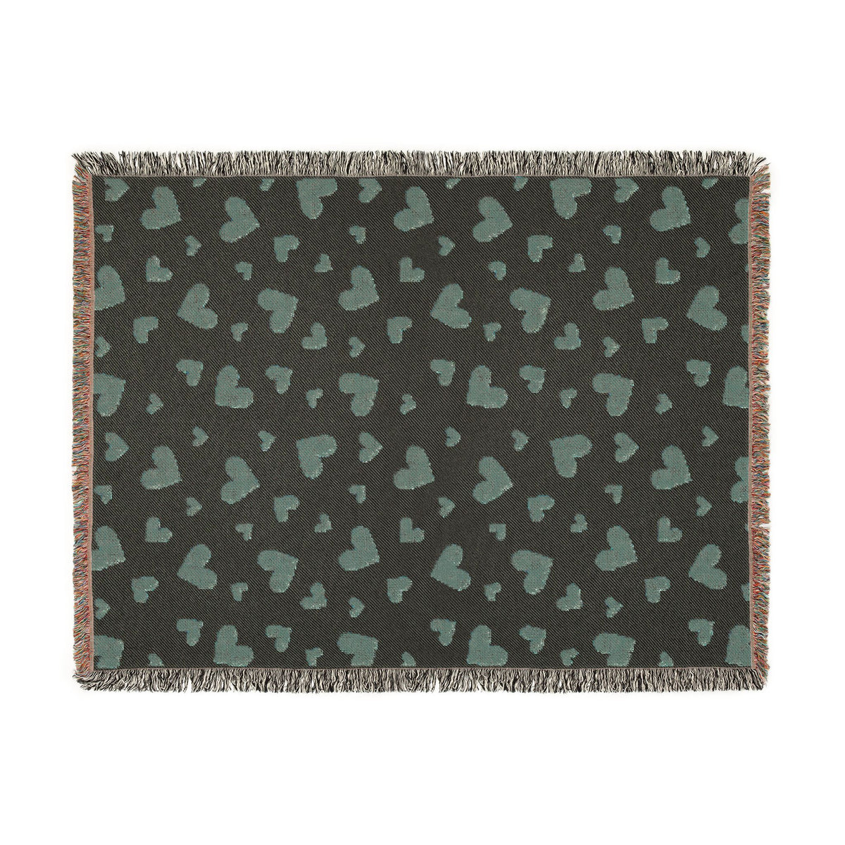Romantic Scattered Hearts Woven Throw Blanket