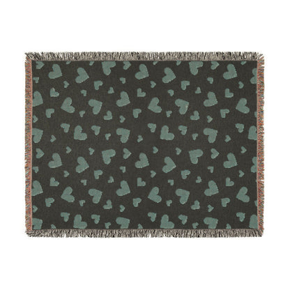 Romantic Scattered Hearts Woven Throw Blanket