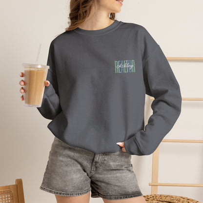 Personalized Realtor Retro Stacked Text Graphic Sweatshirt | Custom Name Real Estate Crewneck