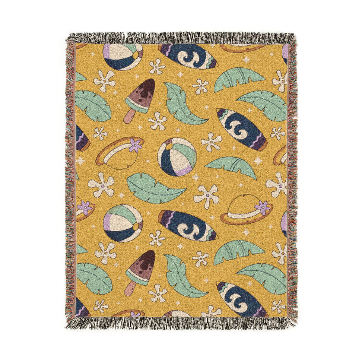 Sunny Surf & Summer Vibes Woven Throw Blanket