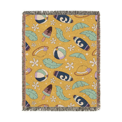 Sunny Surf & Summer Vibes Woven Throw Blanket