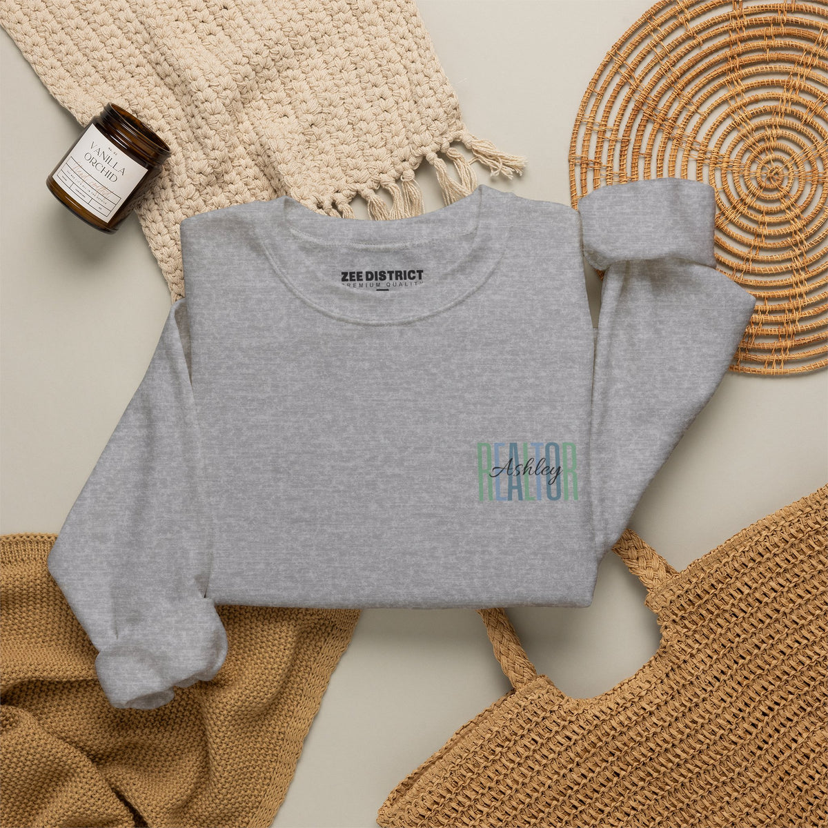 Personalized Realtor Retro Stacked Text Graphic Sweatshirt | Custom Name Real Estate Crewneck