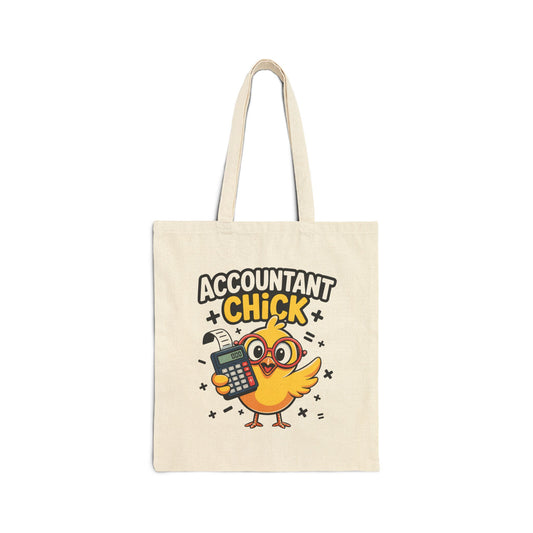"Accountant Chick" Funny Accounting Bird Cotton Canvas Tote Bag