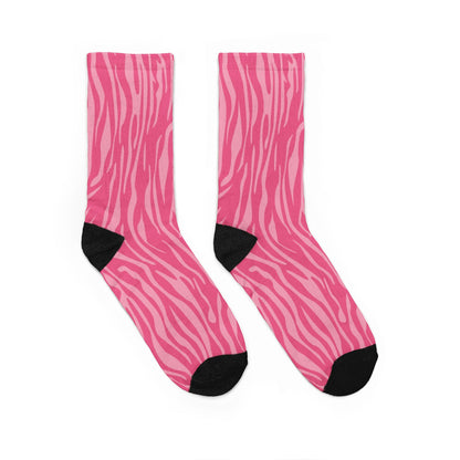 Pink Zebra Stripe Y2K Cushioned Crew Socks