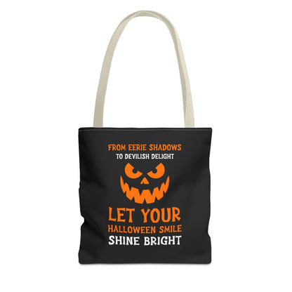 Halloween Pumpkin Tote Bag — "Let Your Halloween Smile Shine Bright"