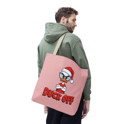 "Duck Off" Grumpy Santa Duck Funny Christmas Polyester Tote Bag