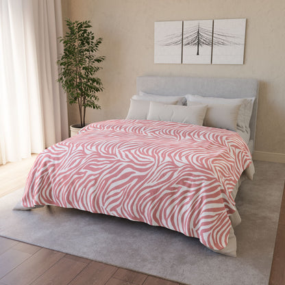 Blush Zebra Print Fleece Sherpa Blanket