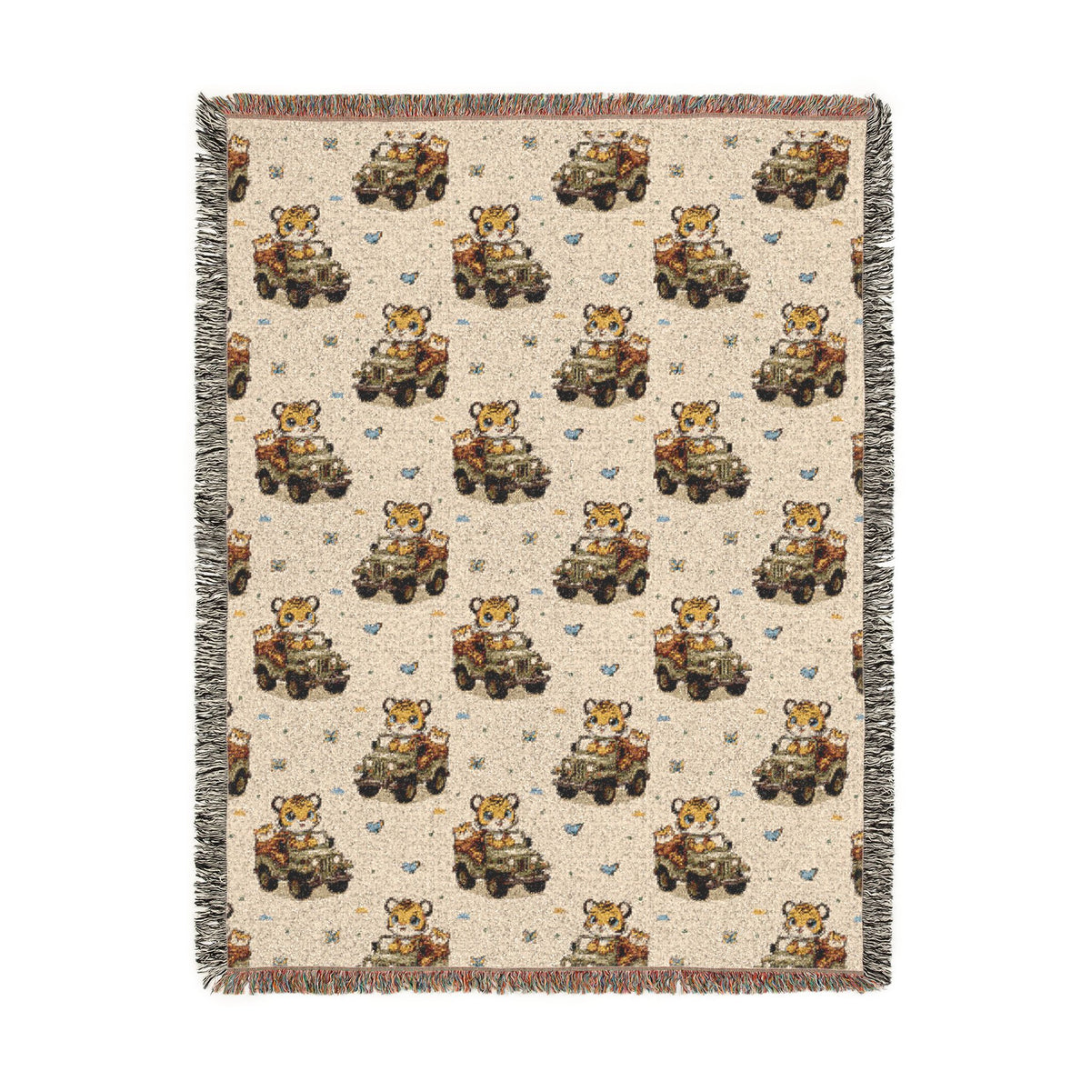 Adventures Safari Tiger Jeeps Woven Throw Blanket