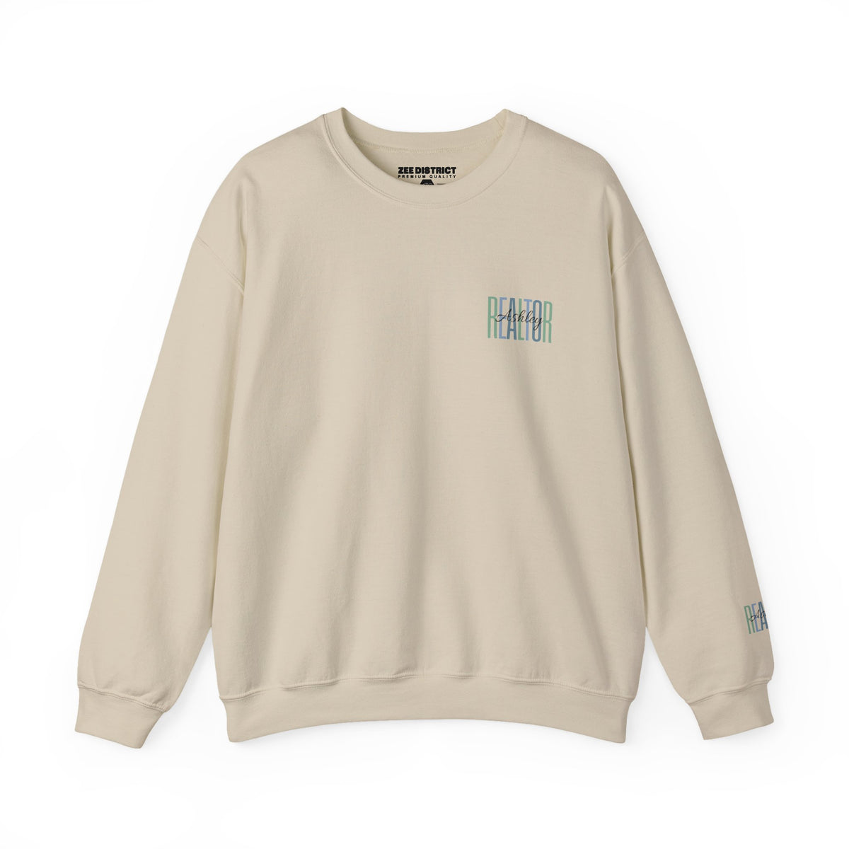 Personalized Realtor Retro Stacked Text Graphic Sweatshirt | Custom Name Real Estate Crewneck