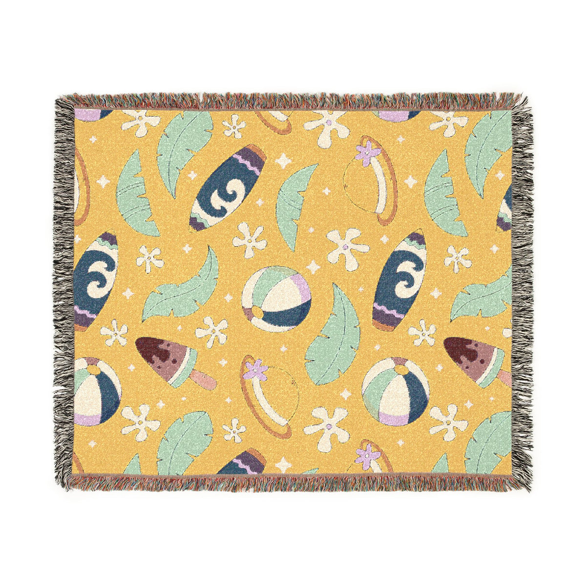Sunny Surf & Summer Vibes Woven Throw Blanket