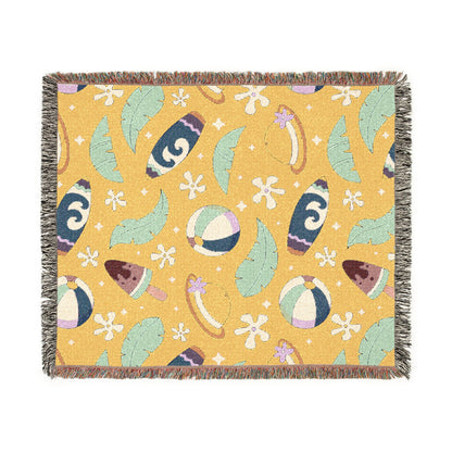 Sunny Surf & Summer Vibes Woven Throw Blanket