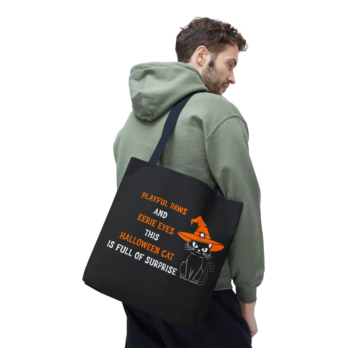 Halloween Cat Tote Bag — "Playful Paws and Eerie Eyes" Trick-or-Treat Reusable Shopper