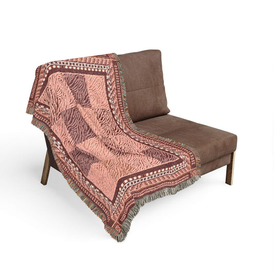 Crimson Patchwork Zebra Cotton Woven Throw Blanket
