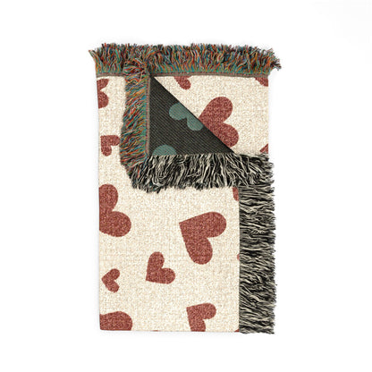 Romantic Scattered Hearts Woven Throw Blanket