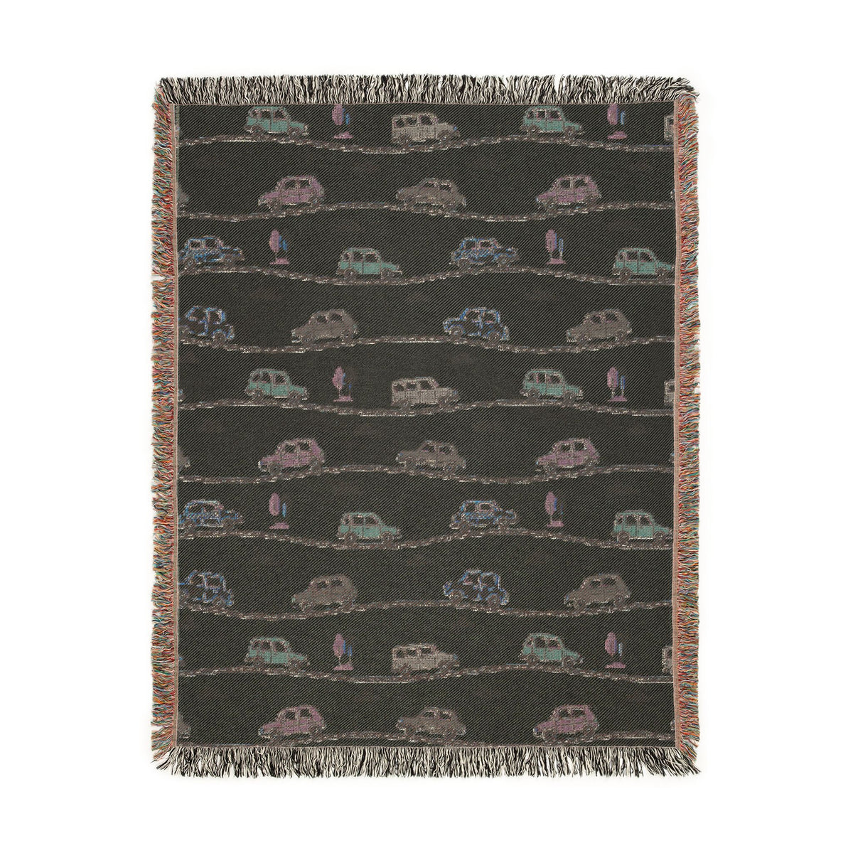 Whimsical Road Trip Cars & Traffic Woven Throw Blanket