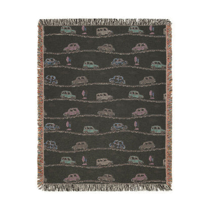 Whimsical Road Trip Cars & Traffic Woven Throw Blanket