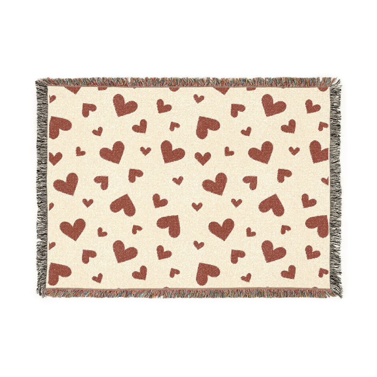 Romantic Scattered Hearts Woven Throw Blanket